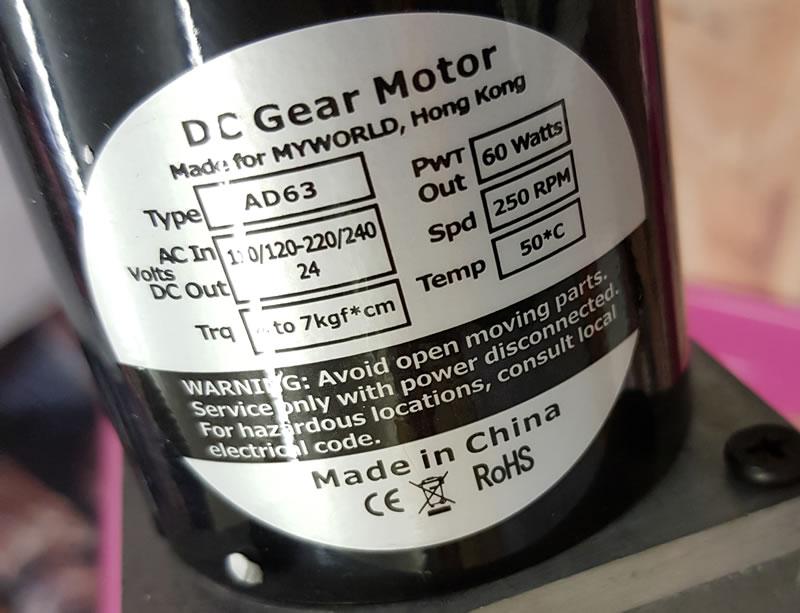 Image showing a motor label listing its power