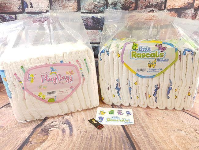 Image showing the two packs of diapers from Nappies R Us