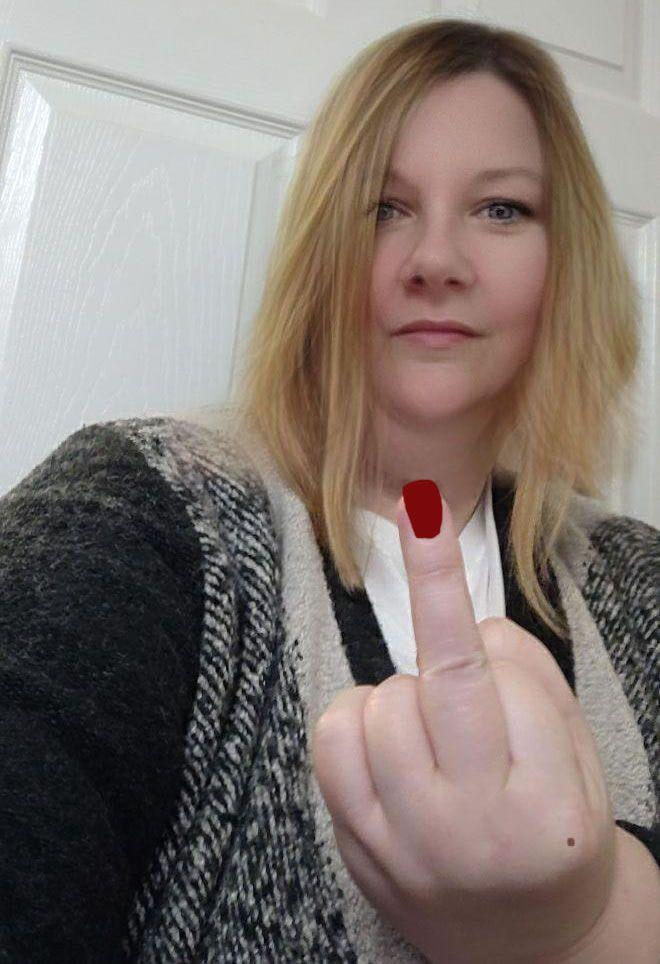 Image showing Joanne showing my middle finger