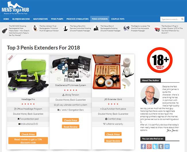 Image showing Johns review of some penis extenders