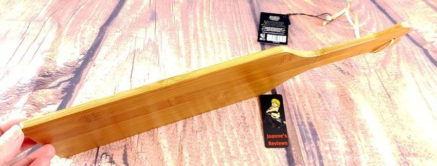 Image showing the thickness of the bamboo spanking paddle