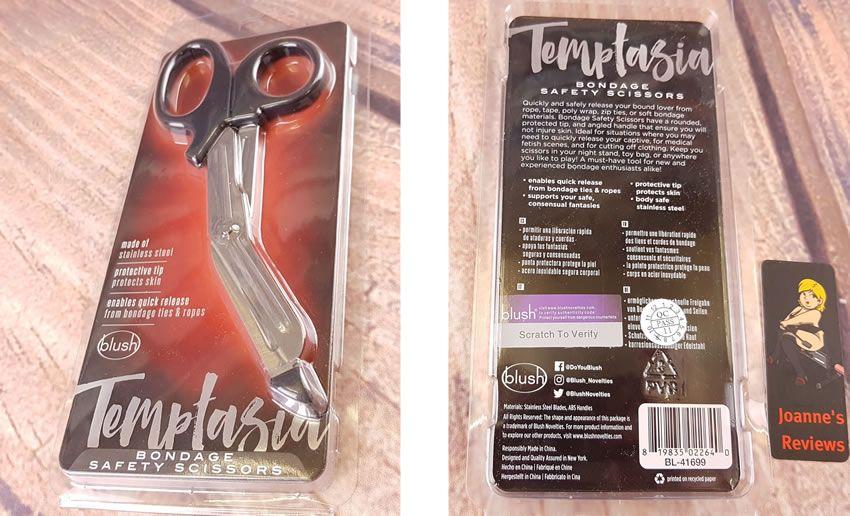 Image showing the packaging of the Blush Temptasia Safety Scissors