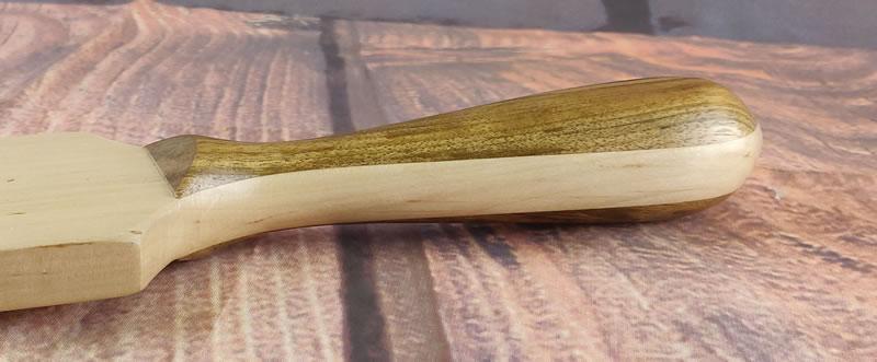 Image showing the laminated handle on this wooden paddle from Grateful Pain