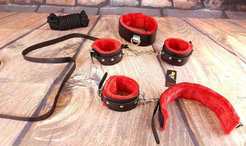 Image showing the black and red restraints and collar