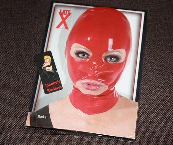 This latex mask comes folded in thin packaging