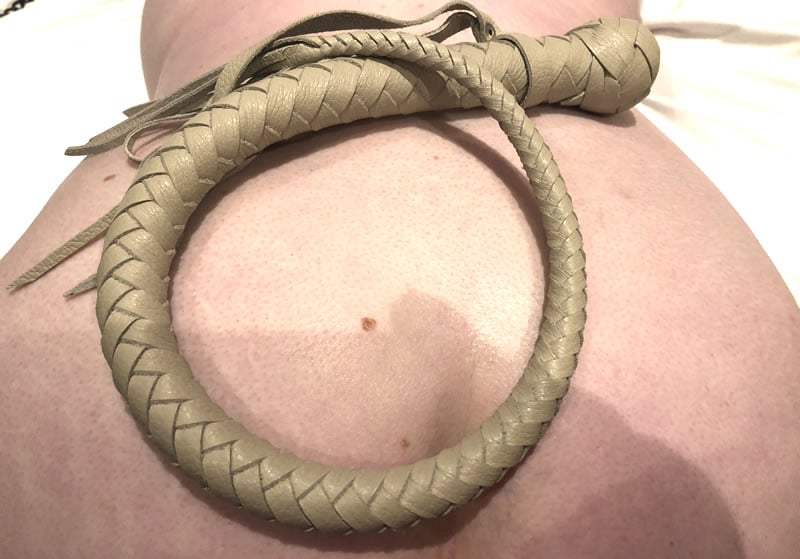 Image showing the whip resting on sub'r' prior to a play session with it