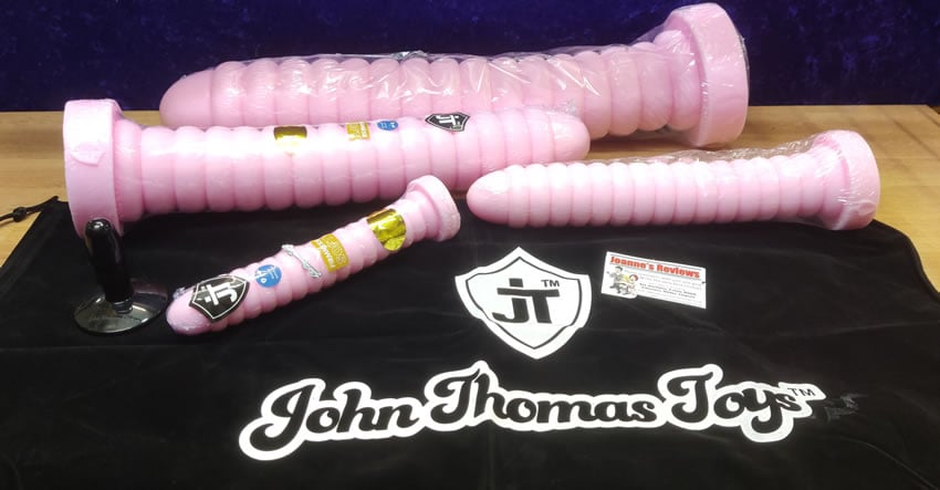 Image showing all four sizes of the Anal Explorer dildo from John Thomas Toys