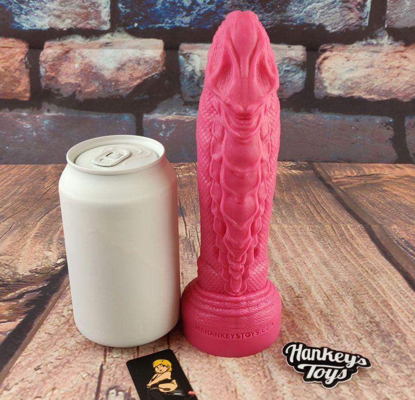 Image showing the XS Dragon dildo next to a soft drinks can for scale