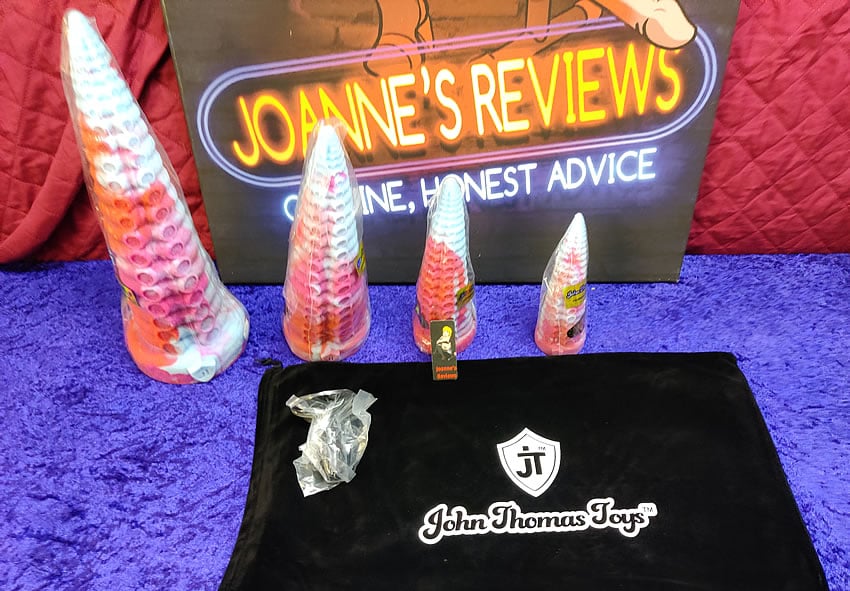 Image showing all four sizes of the Original Tentacle dildo