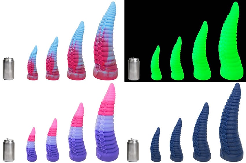 Image showing all four colour choices for the Original Tentacle dildo