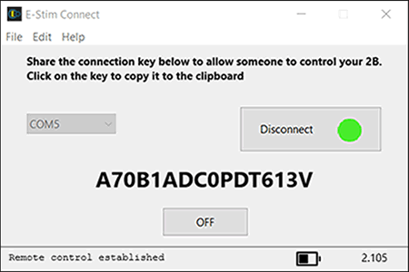 Image showing the client side window that allows you to safely disconnect if you need to