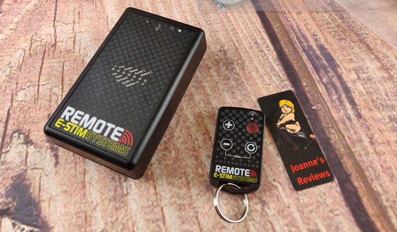 Image showing the new Remote e-stim control box and its remote key fob