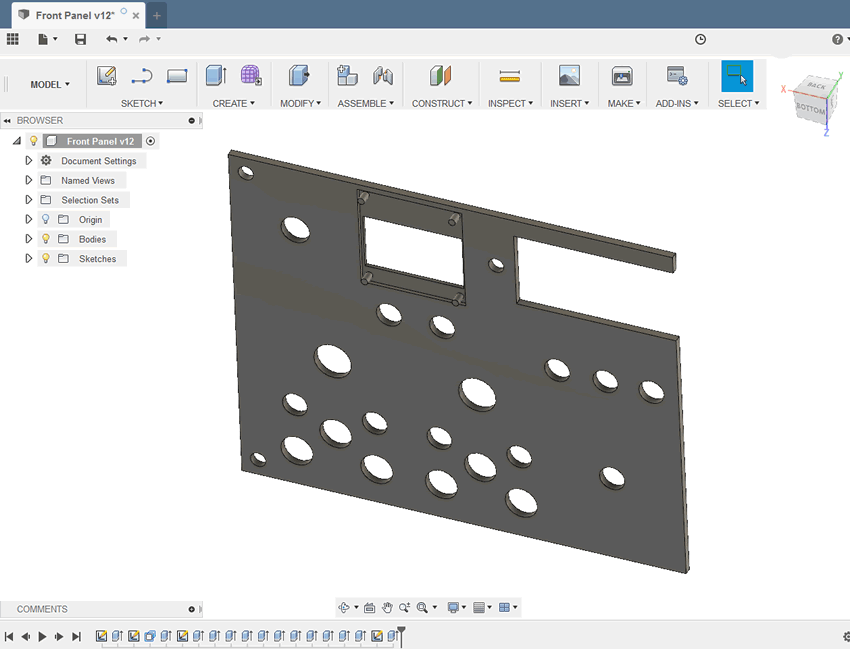 Image showing the right half of the panel in Fusion 360