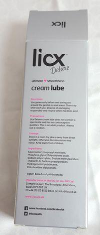 Licx deluxe cream lube contains no spermicide