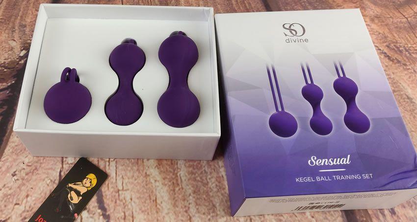 Inside the packaging of the So Divine Kegel Training Set you will find these three lovely training balls