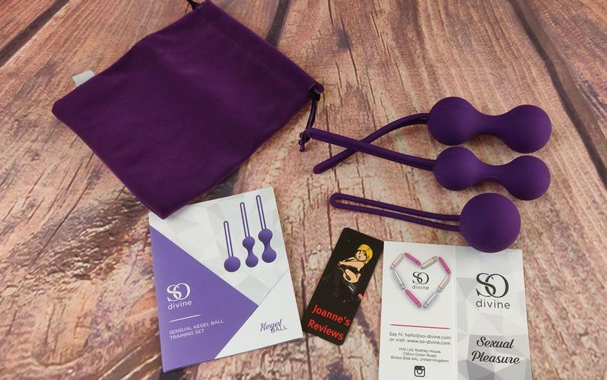 You get three kegel balls and a storage bag in the So Divine Kegel Training Set