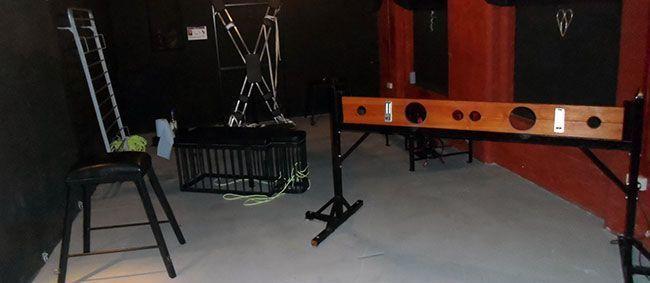 The main dungeon is great for open play whilst the smaller dungeon has a lockable door for private play