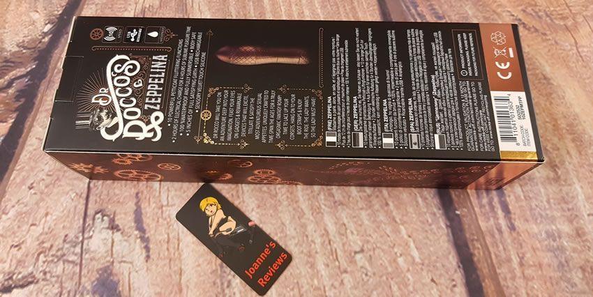 Image showing the rear of the retail packaging of the Zeppelina