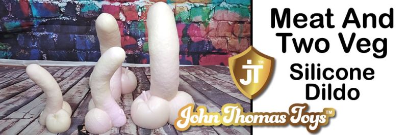 Gode ​​en silicone John Thomas Toys avec viande et deux légumes